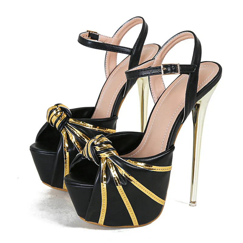 Pleated Leather Open Toe Extreme High Heels Stripper Pole Dance Shoes Summer Platform Sandals-Dollar Bargains Online Shopping Australia