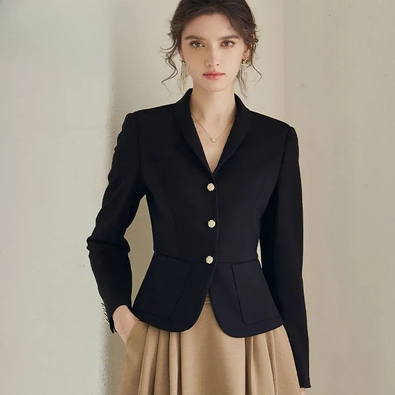 Jacket Blazer Woman Crop Clothes Slim Outerwears Short Solid Coats for Women-Dollar Bargains Online Shopping Australia