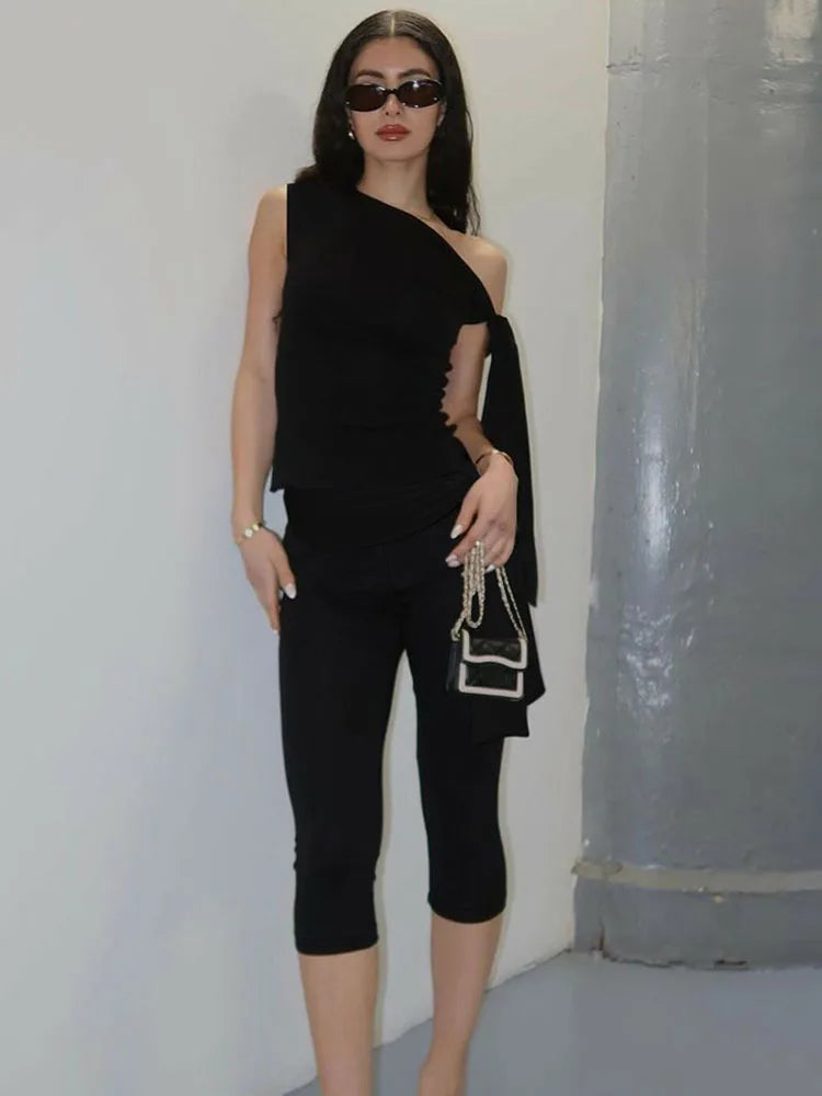 White Shorts 2 Piece-Set Female Off-Shoulder Slim Pleated Fashion Cropped Top And High Waist Shorts Sets Women's Outfits-Dollar Bargains Online Shopping Australia