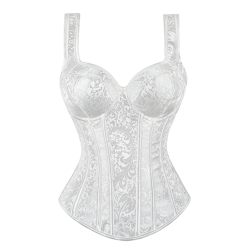 Steampunk Corset with Cup Lingerie Zipper Side Straps Overbust Corset Waist Trainer Bustier Plus Size-Dollar Bargains Online Shopping Australia