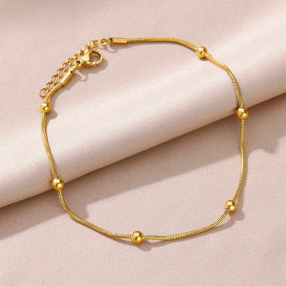 Anklets for Women Summer Beach Accessories Stainless Steel Imitation Pearl Chain Anklet Gold Color Leg Bracelets Bodychain Gifts-Dollar Bargains Online Shopping Australia