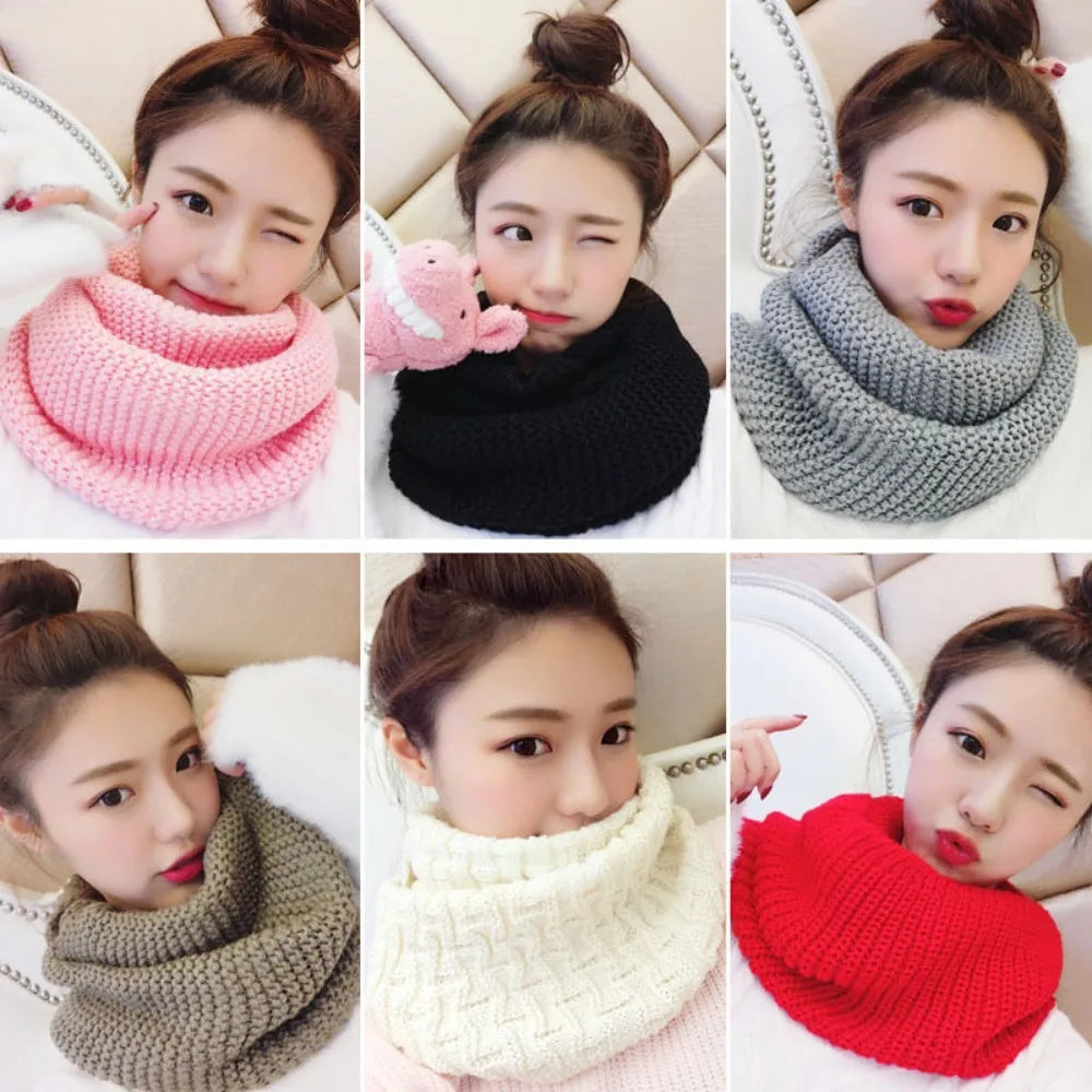 Thickening Thermal Neck Warmer Warm Neck Cover Windproof Fashion Warm Tube Solid Color Bib Knitting Scarf Men Women