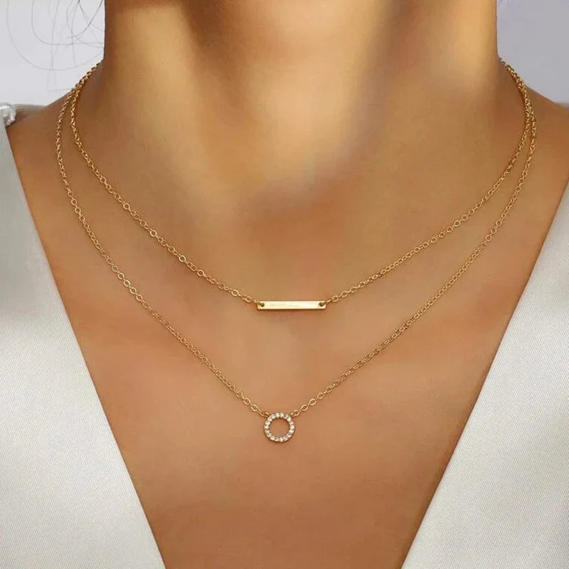 Bohemia Multilayer Crystal Butterfly Pendant Necklaces Women Hollow Heart Choker Necklace Fashion Jewelry Party-Dollar Bargains Online Shopping Australia