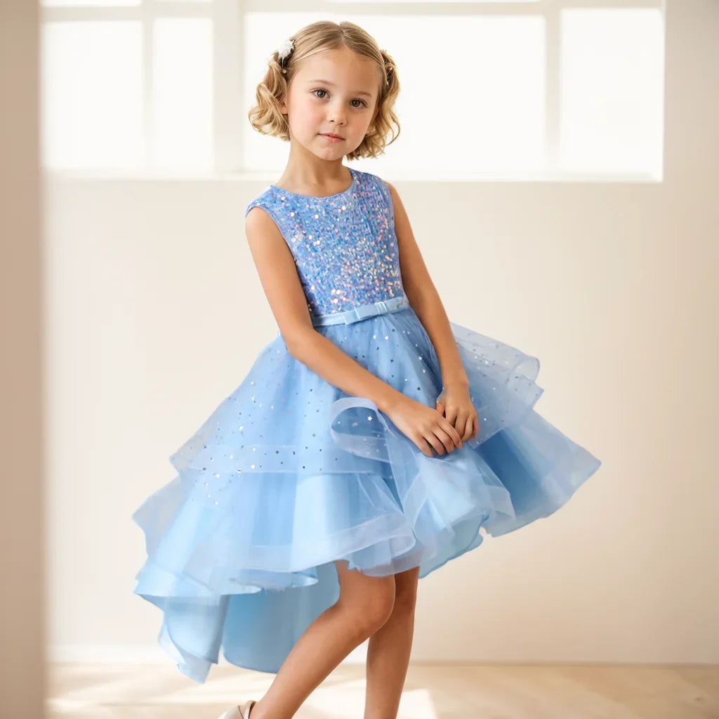 Flower Girls Princess Sequins Baby Wedding Christmas Party Trailing Dress Teenager Children Kids Elegant Vestidos for 3-15Years-Dollar Bargains Online Shopping Australia