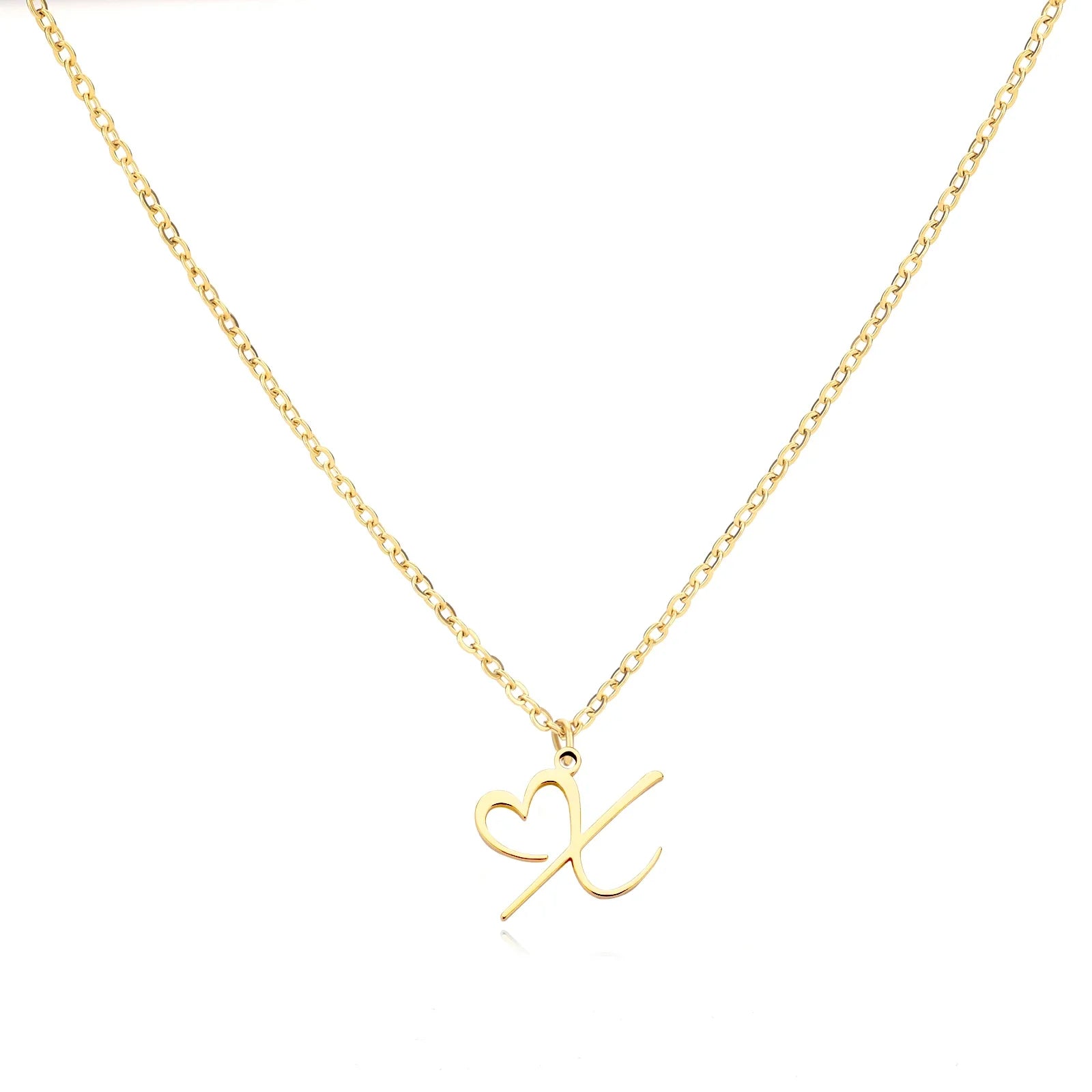 Heart Initial Letter Necklace for Women Gold Color Stainless Steel Necklace Jewelry Wedding Birthday-Dollar Bargains Online Shopping Australia