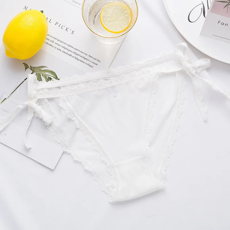 Ruffle Lace Mesh Seamless Panties For Women Hollow Out Transparent Sexy Underwear Briefs Female Lingerie Thongs-Dollar Bargains Online Shopping Australia