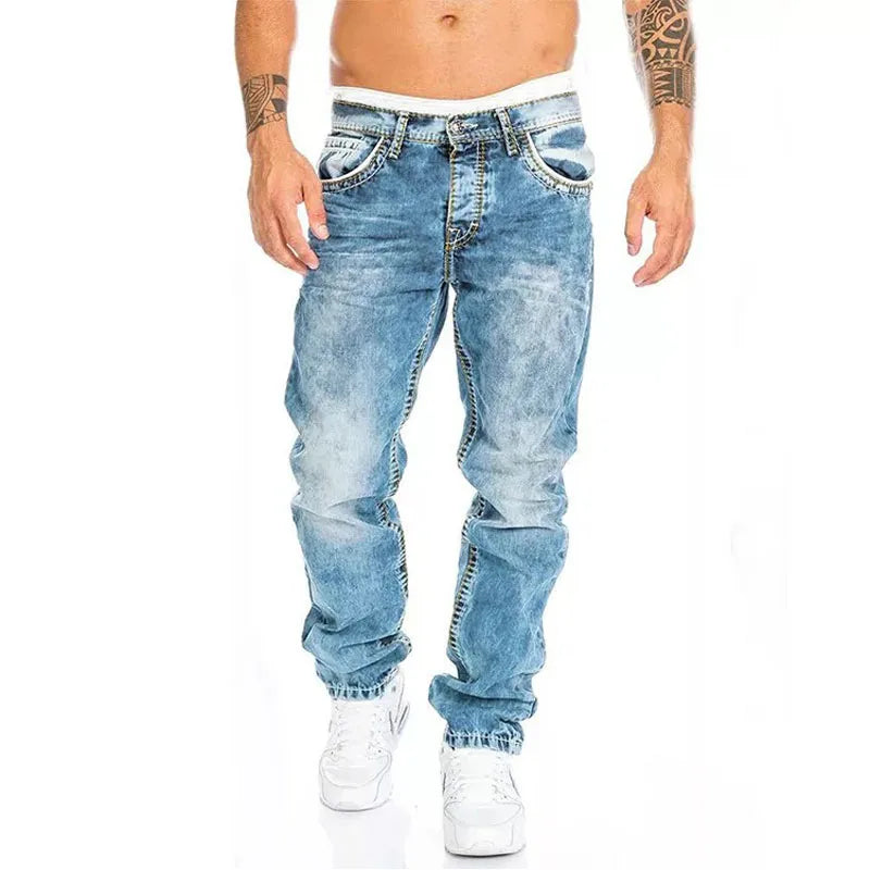 Mens Jeans Brands Straight Stretch Slim Jean Casual Pants Denim Trousers Baggy Jeans Black Blue-Dollar Bargains Online Shopping Australia