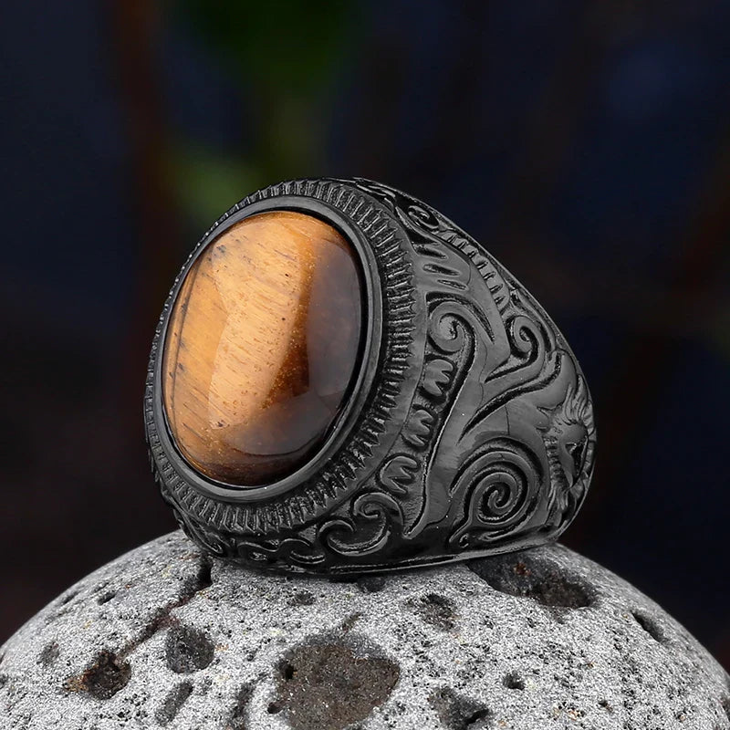 Stainless Steel Jewelry Ring Men Black Stone Rings Charm Fashion Male Women Finger Band Engagement Wedding Gift-Dollar Bargains Online Shopping Australia