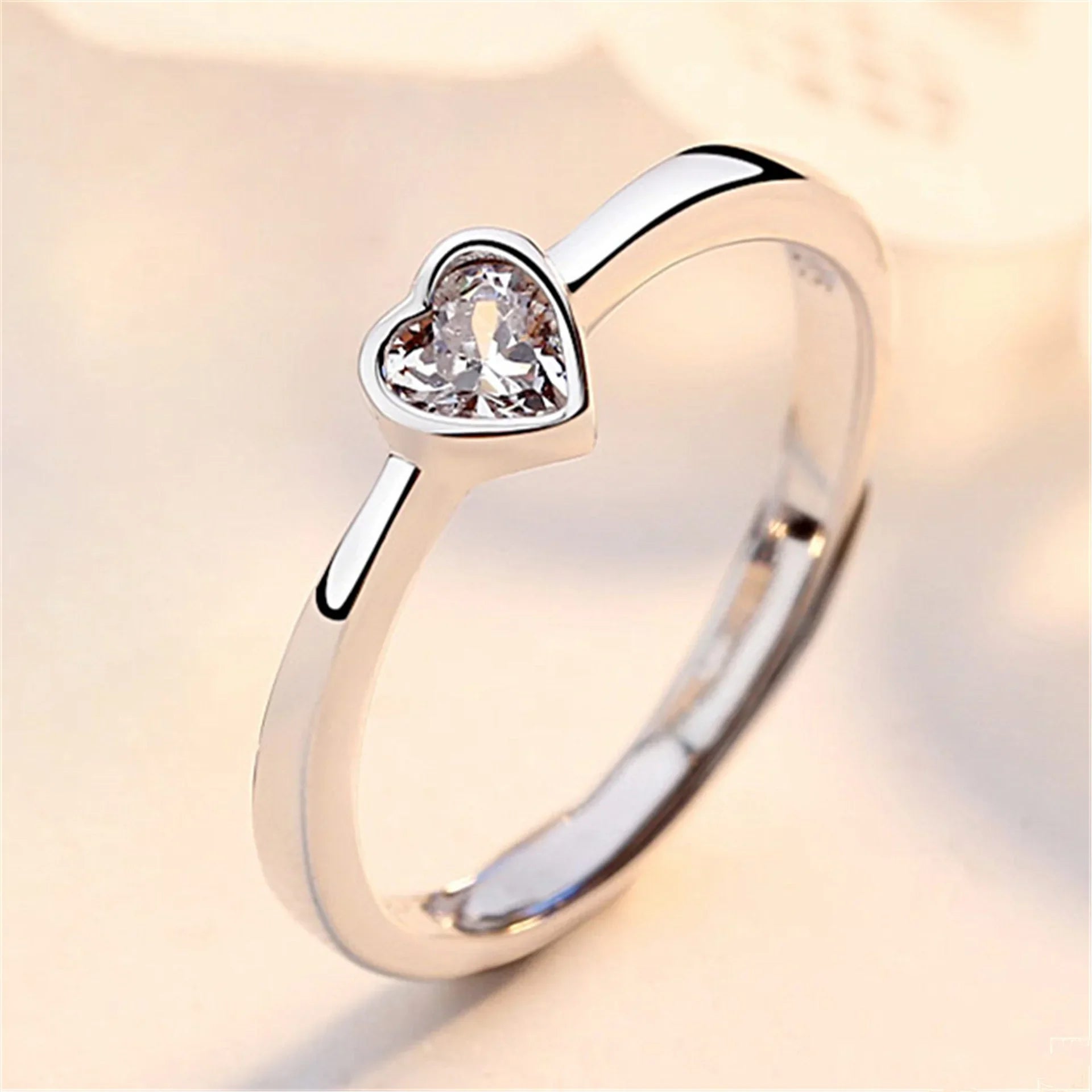 2Pcs/sets Zircon Heart Matching Couple Rings Set Forever Endless Love Wedding Ring for Women Men Charm Jewelry