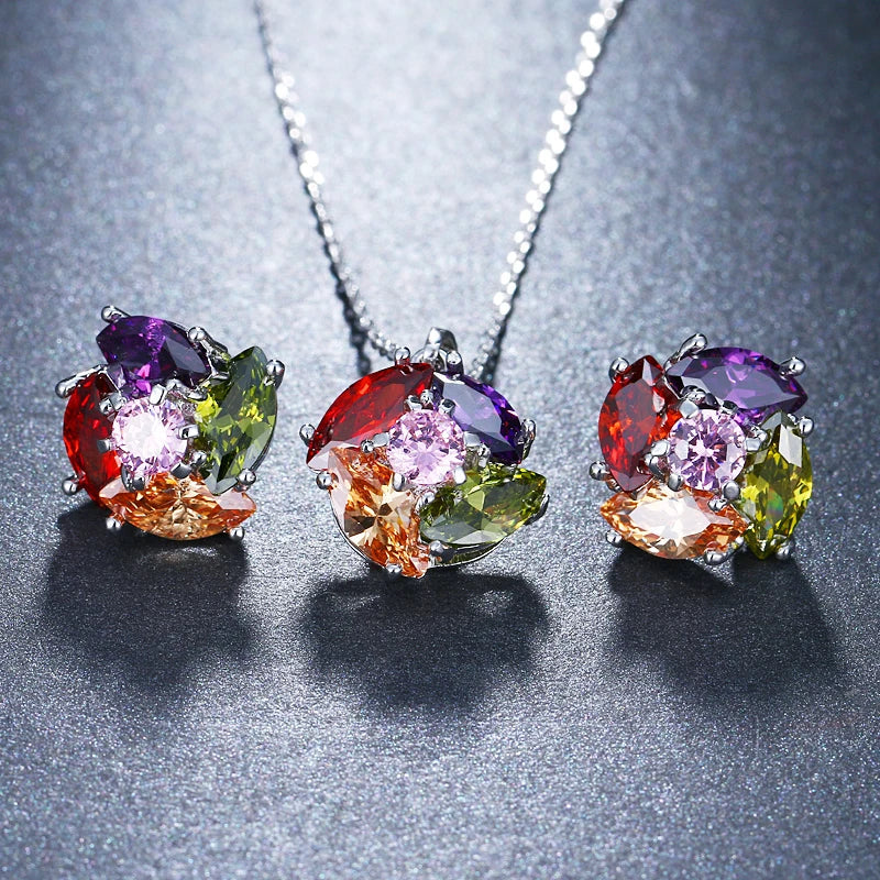 Luxury Pearl Bridal Jewelry Sets for Women Fashion Cubic Zirconia Earrings Necklace Wedding Accessories-Dollar Bargains Online Shopping Australia