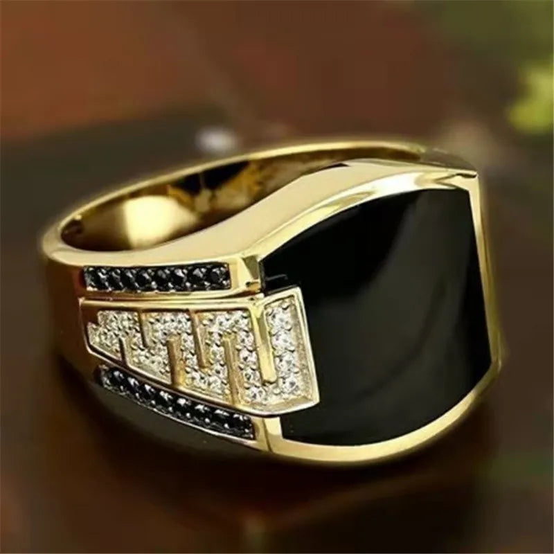 Metal Glossy Rings for Men Geometric Width Signet Square Finger Punk Style Fashion Ring Jewelry Accessories-Dollar Bargains Online Shopping Australia