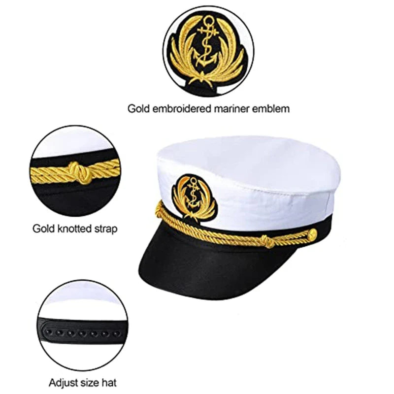 Sailor Captain Costume Men Yacht Captain Hat Navy Marine Hat Costume Accessories