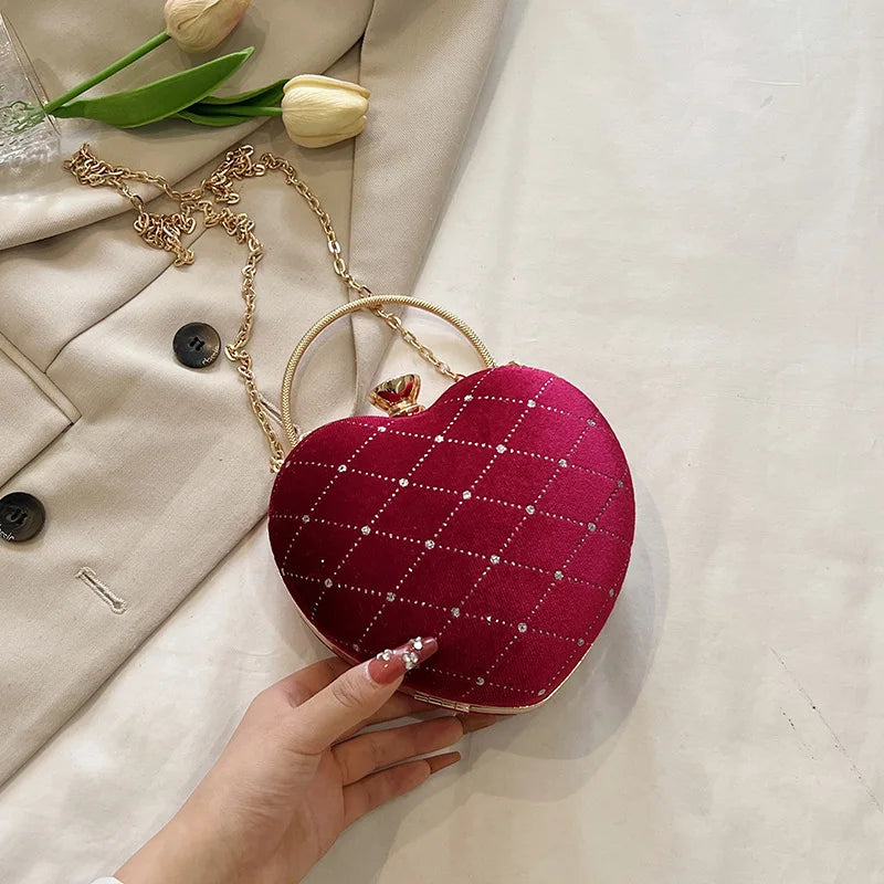 Heart Shape Handbag Womens Red Wedding Purse Evening Party Hand Bags Cute Chain Crossbody Bags Heart Shaped Bag-Dollar Bargains Online Shopping Australia