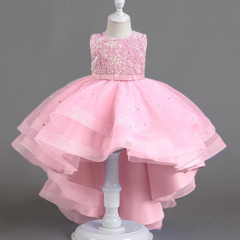 Flower Girls Princess Sequins Baby Wedding Christmas Party Trailing Dress Teenager Children Kids Elegant Vestidos for 3-15Years-Dollar Bargains Online Shopping Australia
