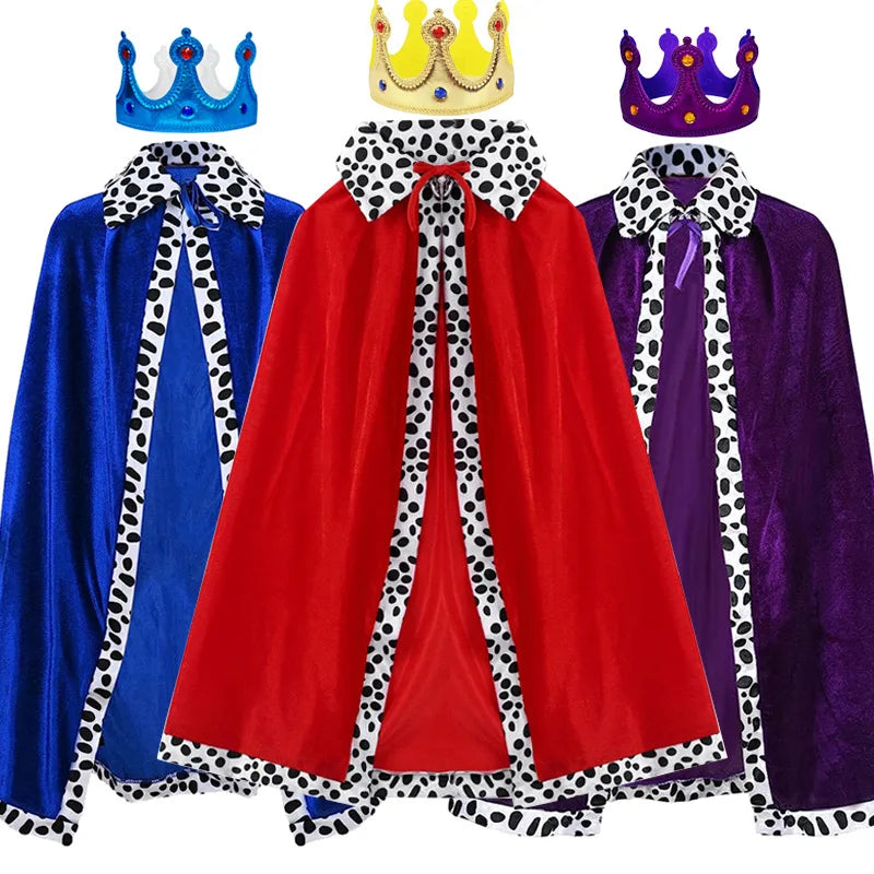 Adult Kids Cape King Prince Cosplay Costume Crown Shawl Parent-child Activity Party Performance Costume Halloween Cloak-Dollar Bargains Online Shopping Australia