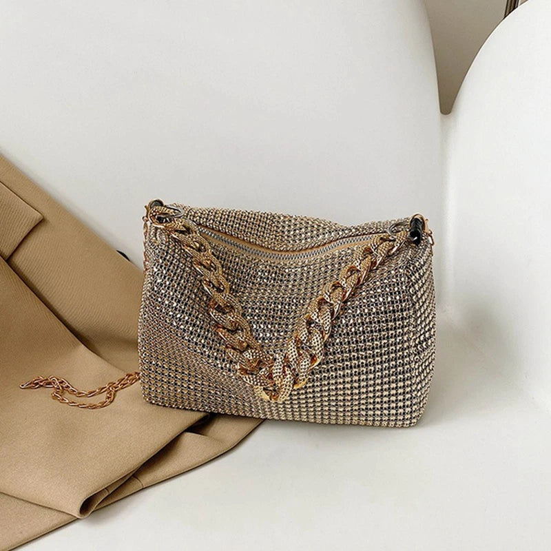 Full Rhinestone Shoulder Bags Bling Diamond Crossbody Bag Women Wedding Party Handbags Fashion Shoulder Purses New Chains Bags-Dollar Bargains Online Shopping Australia