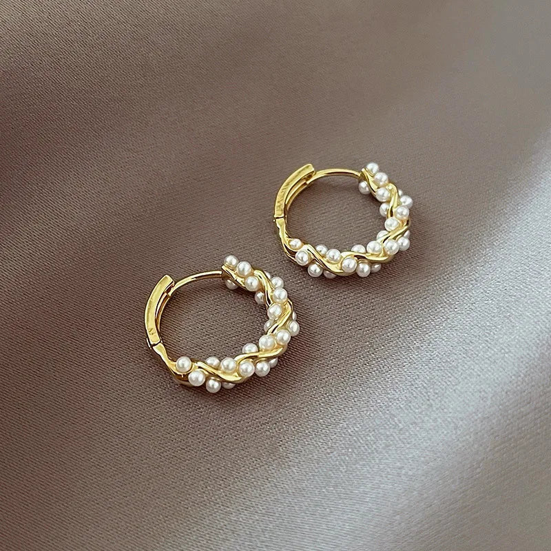 Simple Temperament Circle Pearl Earrings Fashion Small Versatile Earrings Women's Jewelry-Dollar Bargains Online Shopping Australia
