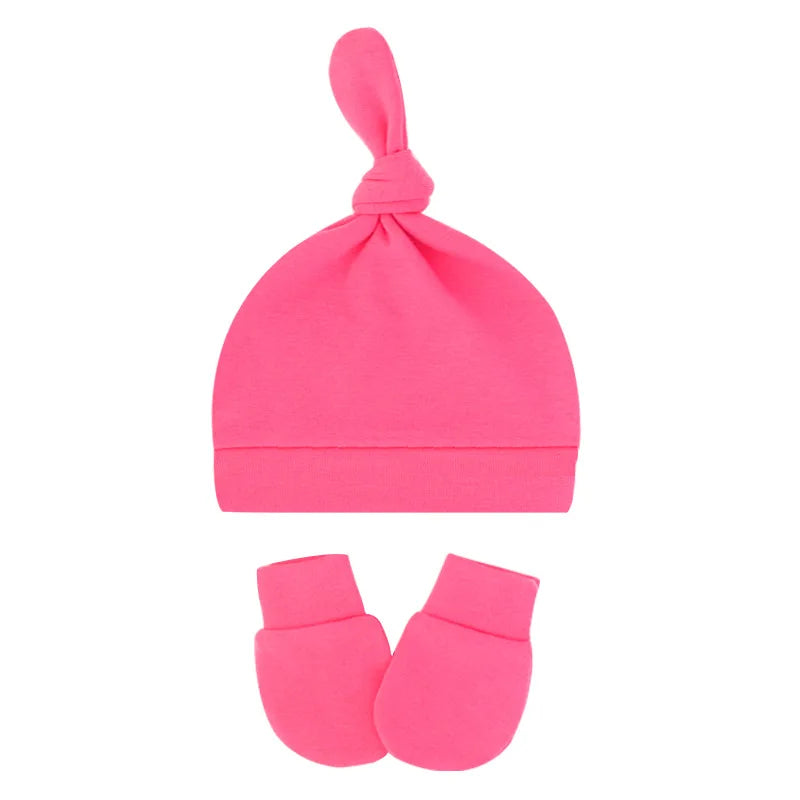 Newborn Baby Hat With Gloves Cotton Bonnet Baby Beanie For Girls Spring Soft Infant Cap Boy Toddler Accessories Gift-Dollar Bargains Online Shopping Australia