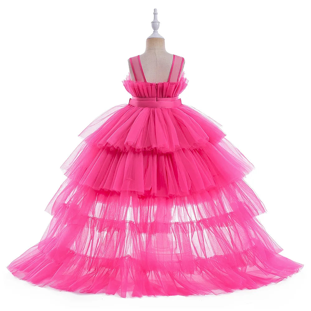Baby Girl Tulle Trailing White Baptism Dresses Princess Bow Party Wedding Birthday Bridesmaid Dress First Communion Gown-Dollar Bargains Online Shopping Australia