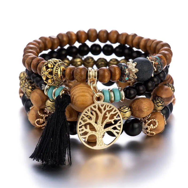 Fashion Retro Boho Multilayer Wood Beaded Bracelet Fairy Bangle Beads Bangles Women Bracelet Jewelry Gift Women's Jewelry Gifts-Dollar Bargains Online Shopping Australia