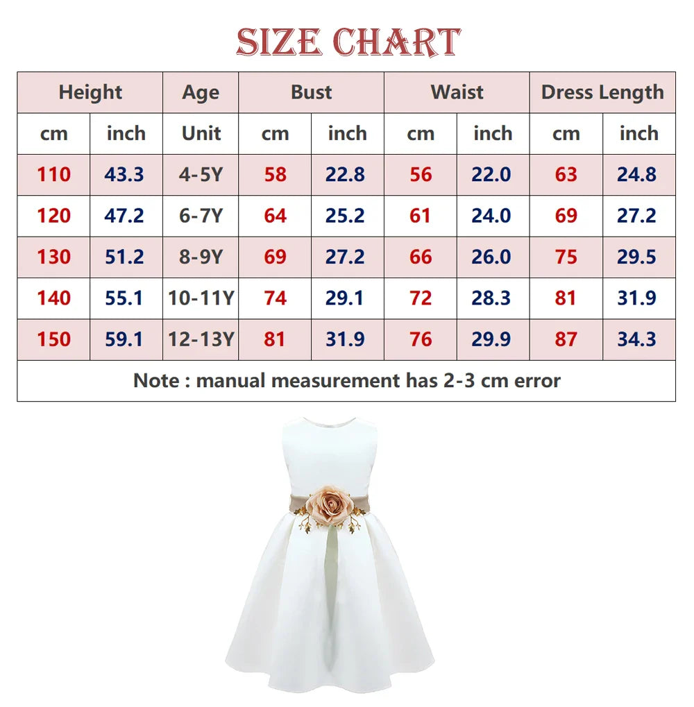 Cute Flower Girls Princess Dress Kids Sleeveless Satin Clothes Children Birthday Party Kids Easter Tutu Costume