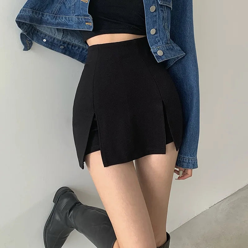 Women's Super High Waist Skinny Slim A-line Dress Irregular Sexy Half Body Suit Pants Skirt