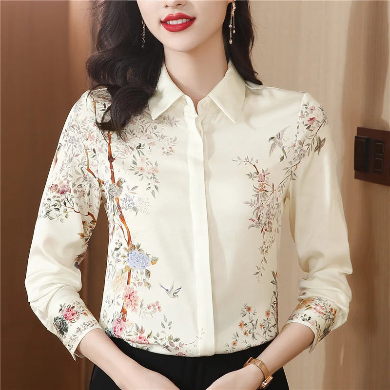 Fashion luxury ladies shirt France style woman printing blouse Long sleeve Tops-Dollar Bargains Online Shopping Australia