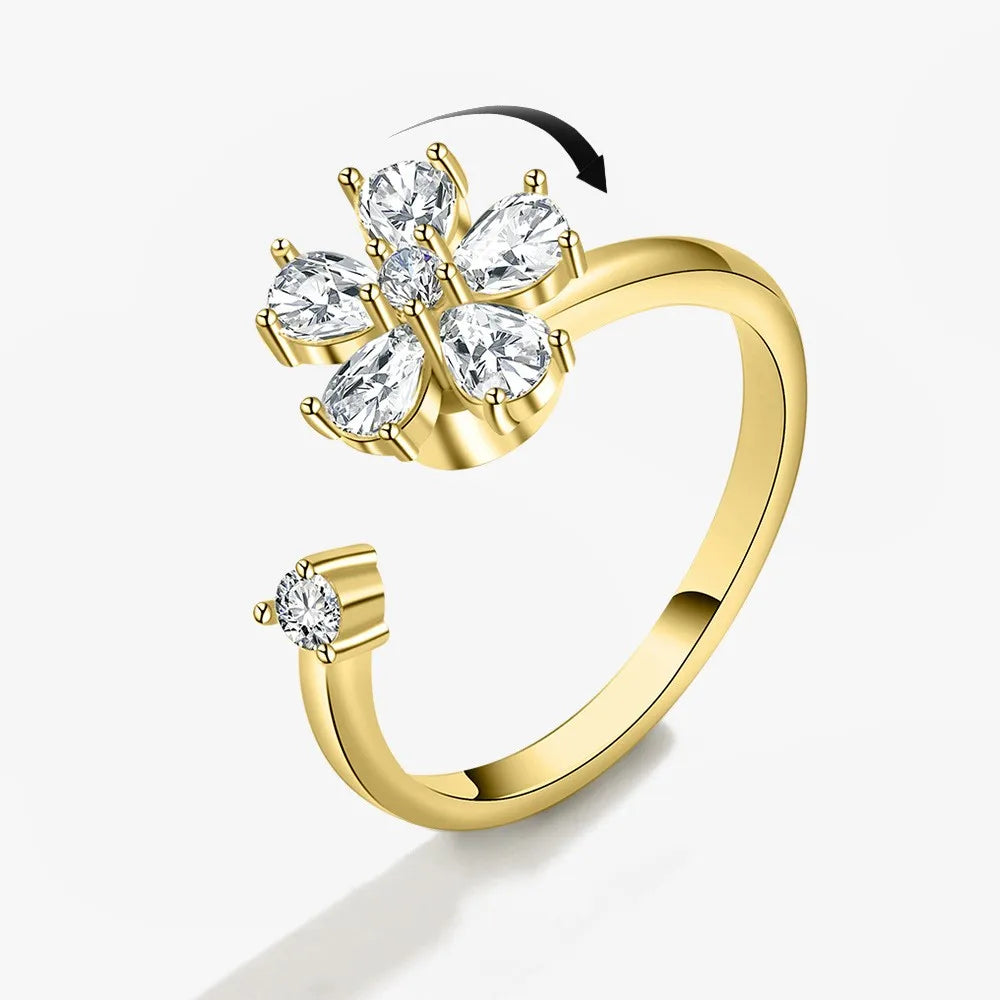Fidget Spinner Ring Anxiety for Women Multiple Crystal Flower Eye Butterfly Animal Ring Rotate Anti Stress Wedding Jewerly-Dollar Bargains Online Shopping Australia