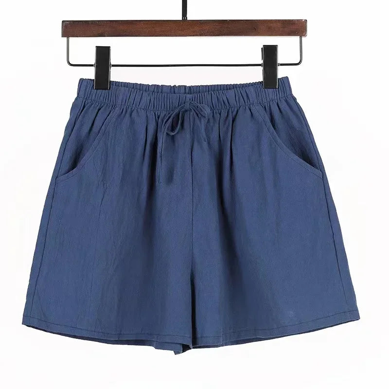 Cotton Linen Beach Shorts Women Basic Short Pants Mini Wide Leg Trousers Ladies Fashion Casual Home Streetwear-Dollar Bargains Online Shopping Australia
