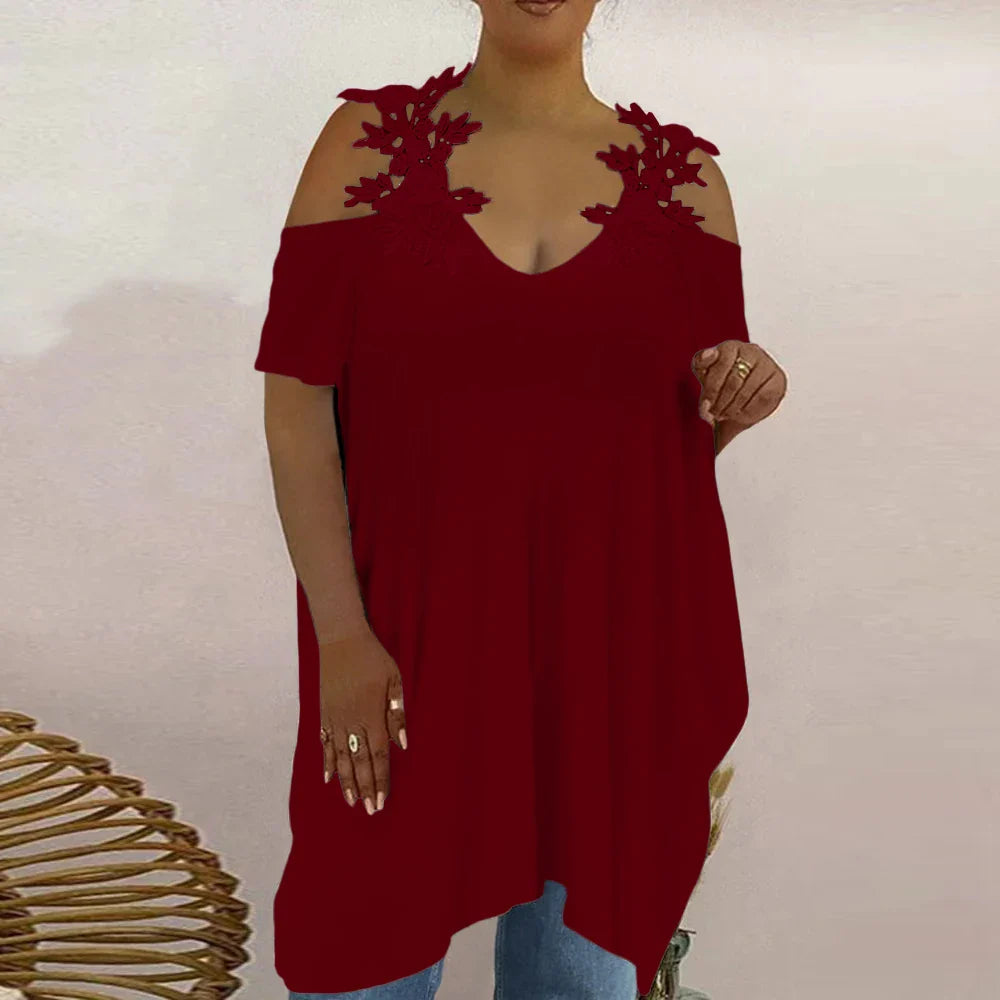 Lace Top Women Clothing Summer Casual Oversized Long T-Shirt Tee for Female Y2K Clothes Sexy Loose Blouse-Dollar Bargains Online Shopping Australia