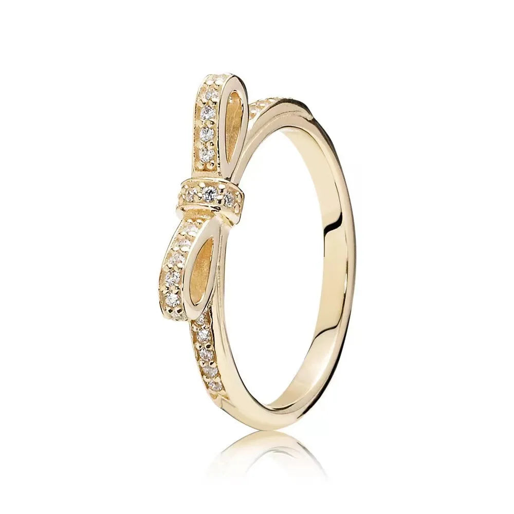 Gold Plated Silver Ring Zircon Sparkling Double Band Heart Finger Ring Women Ring Fine Jewelry