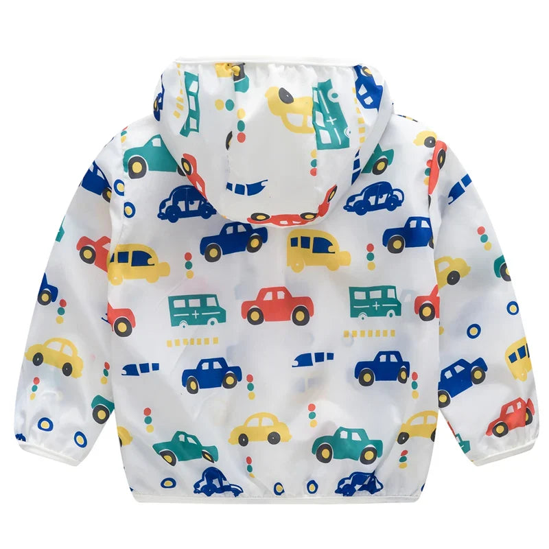 Summer boys Cartoon Handprint Hooded Windbreaker