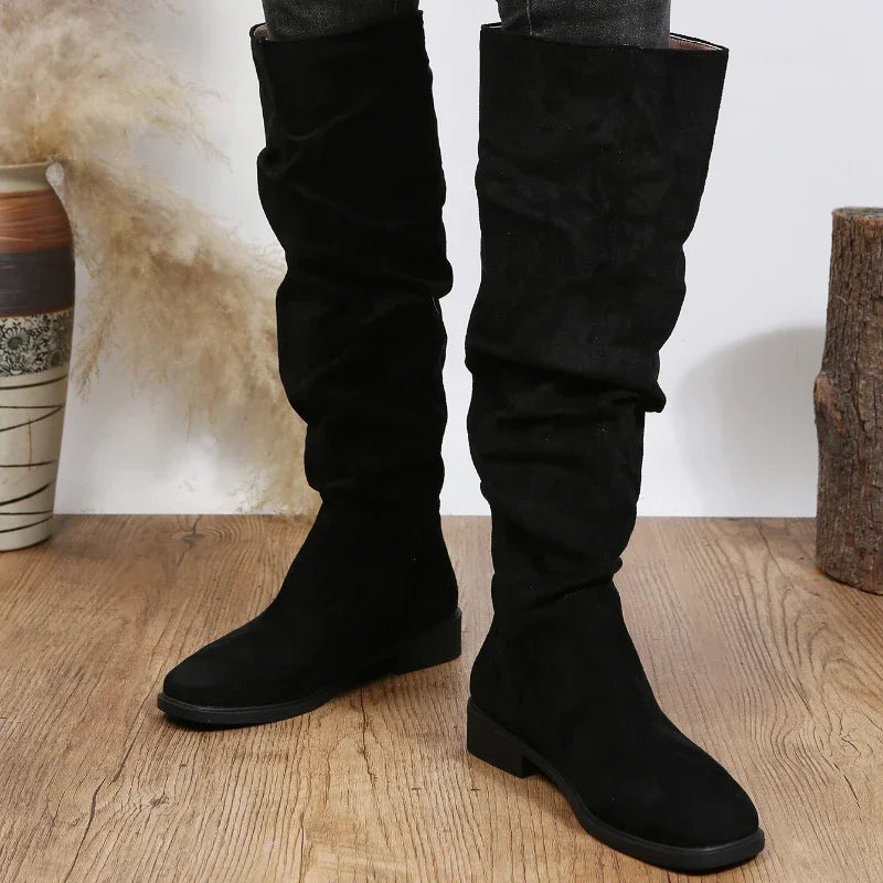 Autumn and Winter Fashion New Sexy Solid Color Warm Round Toe Thick Bottom Low Heel Comfortable Women's Boots Botas Mujer-Dollar Bargains Online Shopping Australia