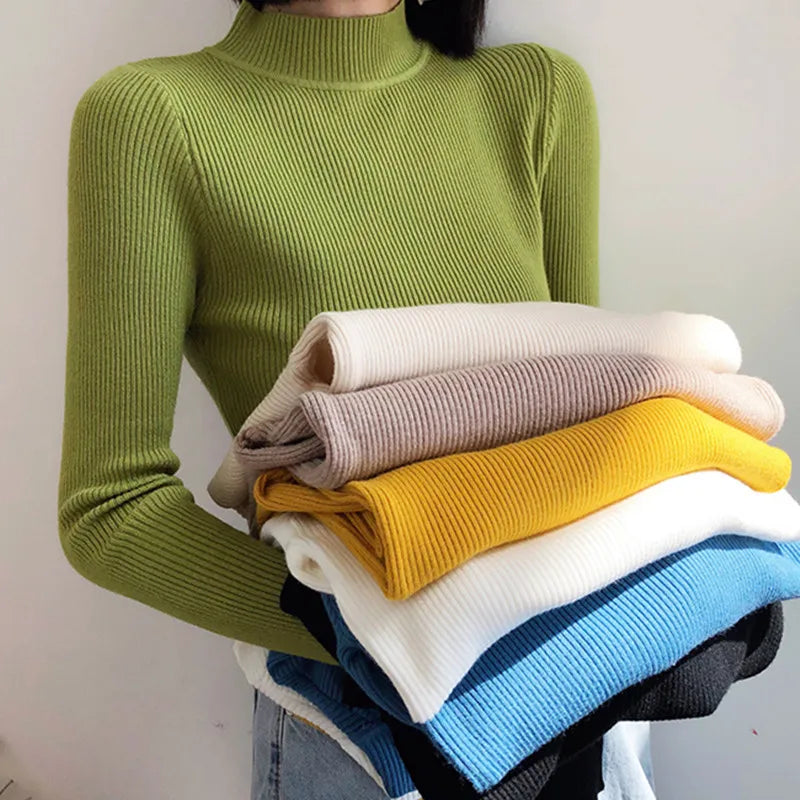 Women Turtleneck Sweater Knitted Soft Pullovers cashmere Jumpers Basic Solid Soft Sweaters Women Autumn Winter Casual Top-Dollar Bargains Online Shopping Australia