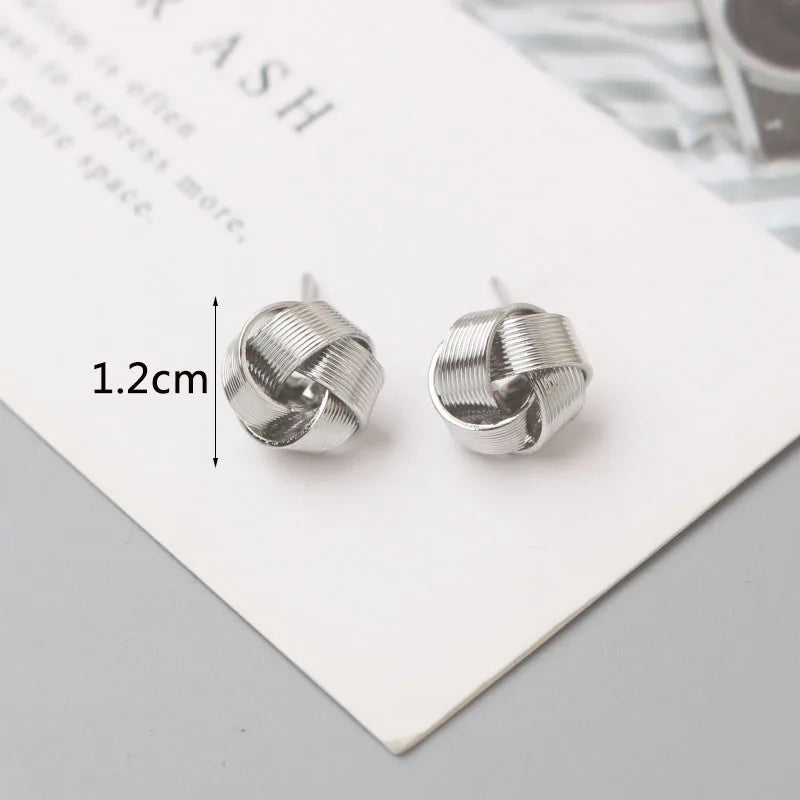 Tiny Metal Stud Earrings for Women Gold Color Twist Round Earrings Small Unusual Earrings-Dollar Bargains Online Shopping Australia