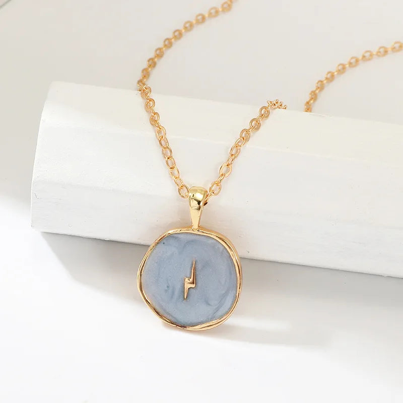 Colorful Moon Star Lightning Pendant Necklaces For Women Girls Enamel Fashion Party Daily Jewelry Trendy Clavicle Chain Necklace-Dollar Bargains Online Shopping Australia