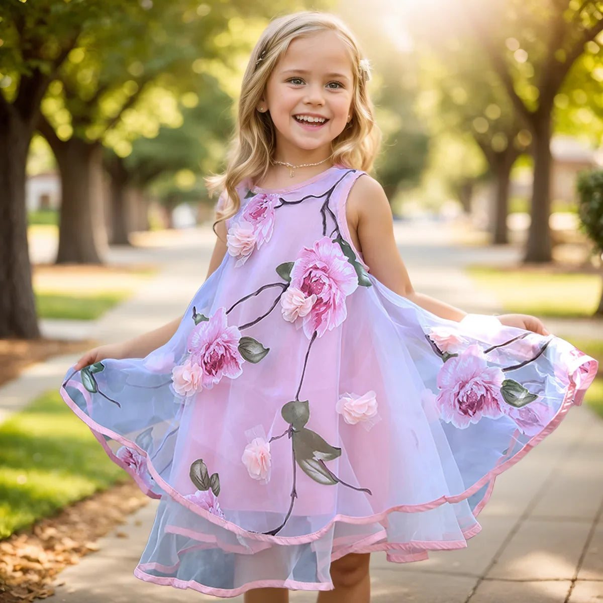 Girls Flower Bohemian Summer Dress Child Kids Girl Beach Dresses Chiffon Dresses Floral-Dollar Bargains Online Shopping Australia