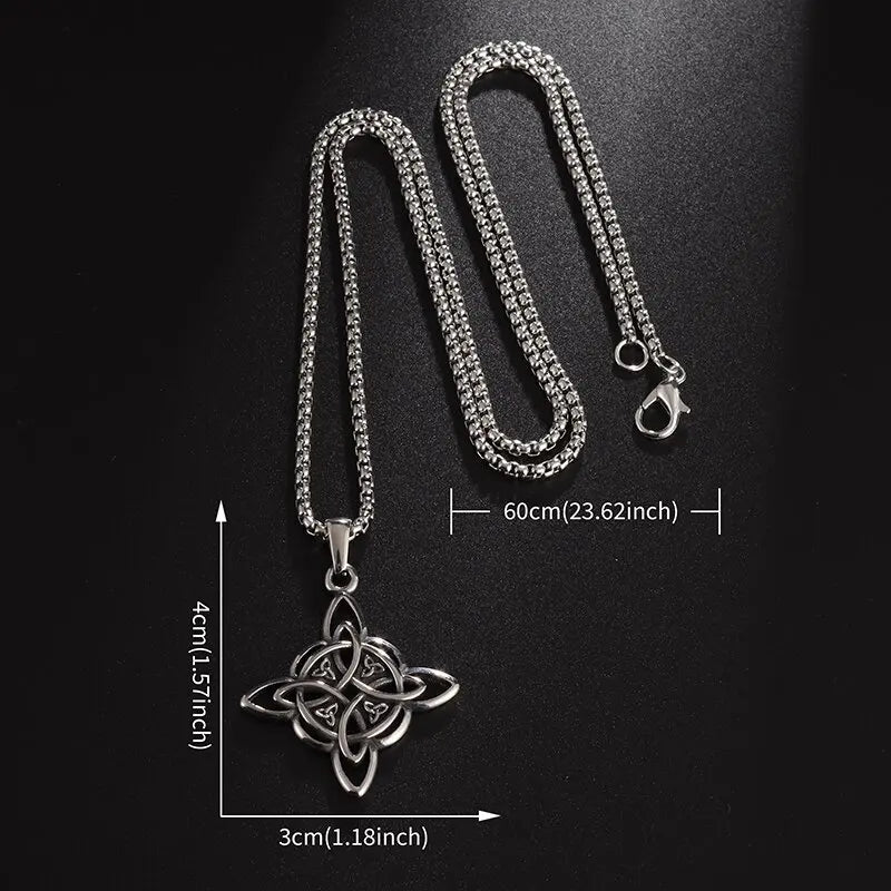 Witch Knot Necklace Stainless Steel Magic Knot Pagan Witchcraft Symbols Pendant Celtic Knot Necklace Jewelry Gifts for Women-Dollar Bargains Online Shopping Australia