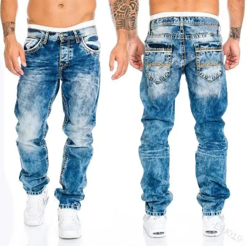Mens Jeans Brands Straight Stretch Slim Jean Casual Pants Denim Trousers Baggy Jeans Black Blue-Dollar Bargains Online Shopping Australia