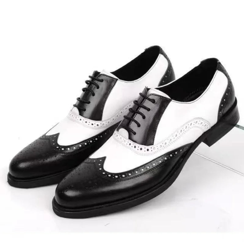 Retro Colored Men Block Carved Casual Shoes Male Business Dress