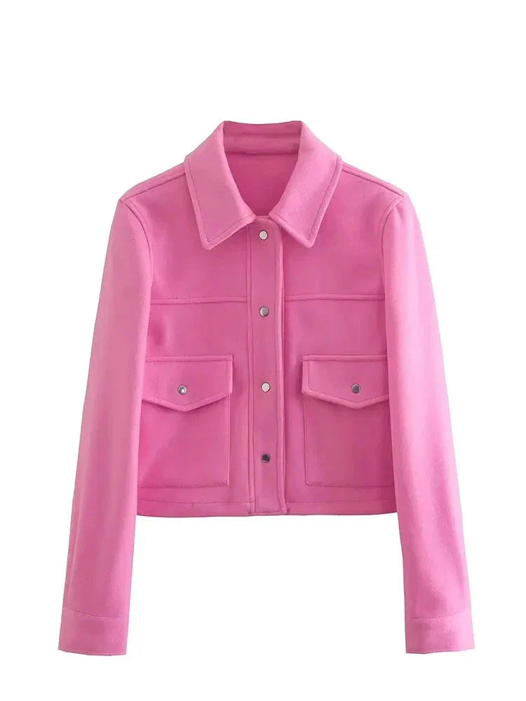 Jackets Womens Autumn Fashion Solid Front Pockets Button Long Sleeve Jacket Elegant Woman Casual Outerwear Coat-Dollar Bargains Online Shopping Australia