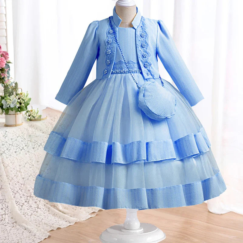 Dress Long sleeved Birthday Party Elegant Evening Dress Performance Fluffy Girl Princess Dress-Dollar Bargains Online Shopping Australia