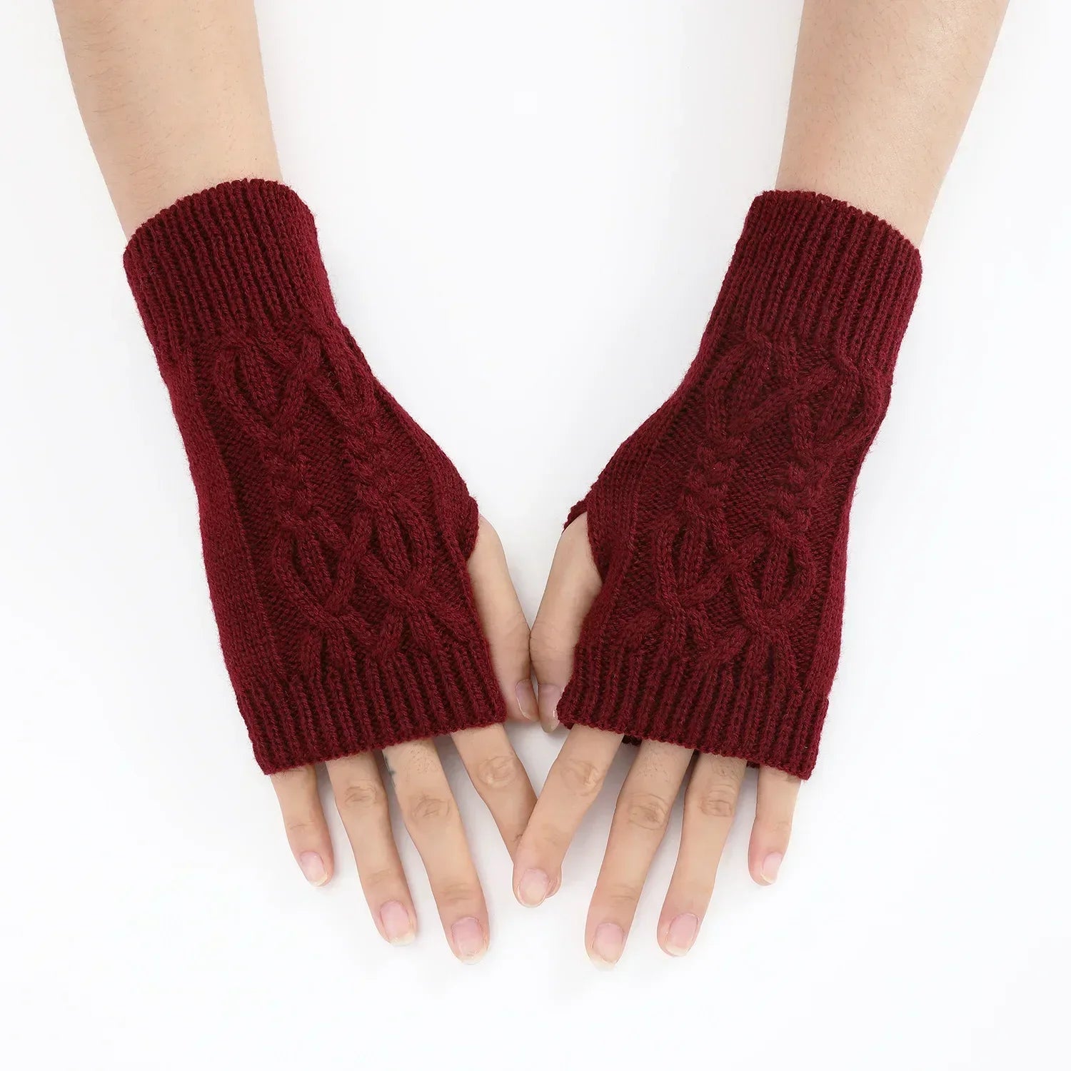 Women Winter Fingerless Gloves Warm Soft Wool Knitted Mittens Elegant Wrist Arm Hand Half Finger Elastic Short Gloves-Dollar Bargains Online Shopping Australia