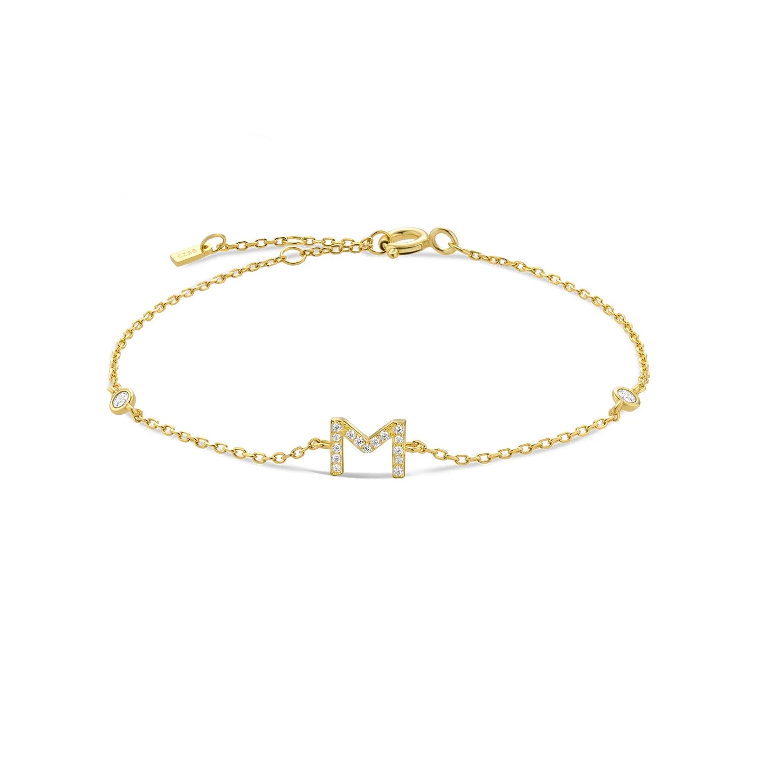Silver Monogram Letter Initial Charm Chain Bracelet Luxury Wedding Crystal Fine Jewelry-Dollar Bargains Online Shopping Australia