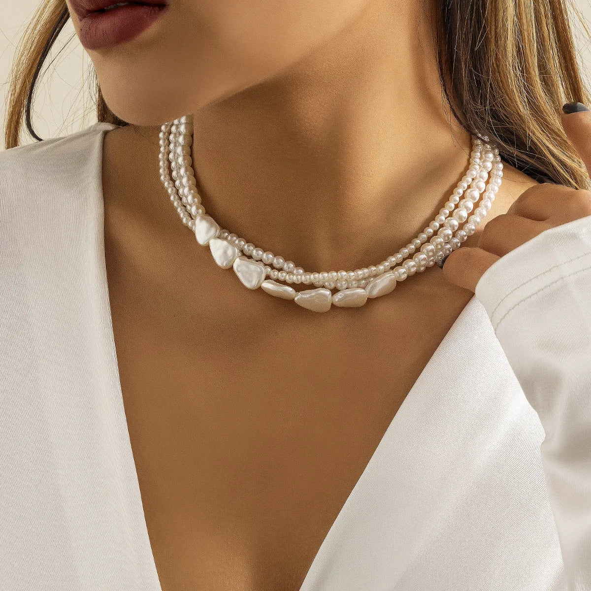 Beads Chain Kpop Pearl Choker Necklace Silver Color Goth Chocker Jewelry On The Neck Pendant For Women Girl Collar-Dollar Bargains Online Shopping Australia