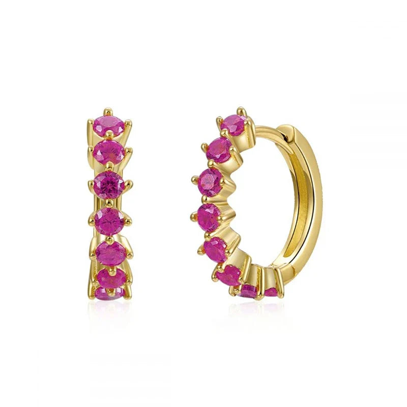 Gold Filled Stud Earrings Set For Women Ear Cuffs Colorful Zircon Dangle Hoop Earrings Fashion Party Jewelry-Dollar Bargains Online Shopping Australia