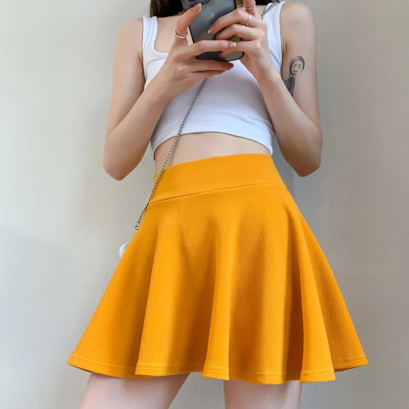 Summer Women's Skirts Fashion Sexy Mini Elastic Pleated Sun Skirts For School Girl Uniform Korean Black High Waist Tennis Skirts-Dollar Bargains Online Shopping Australia