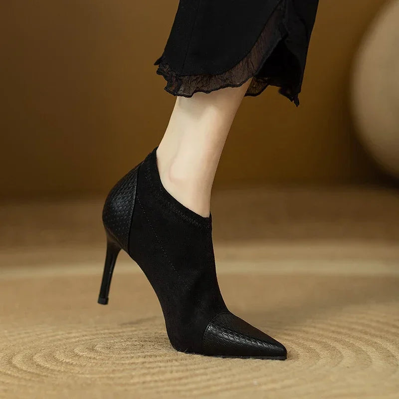 Spring Autumn Thin Heel Short Boots for Women Sexy Stiletto Heel Pointed Toe Female Ankle Boots 2024 Fashion Slip-On Socks Boots