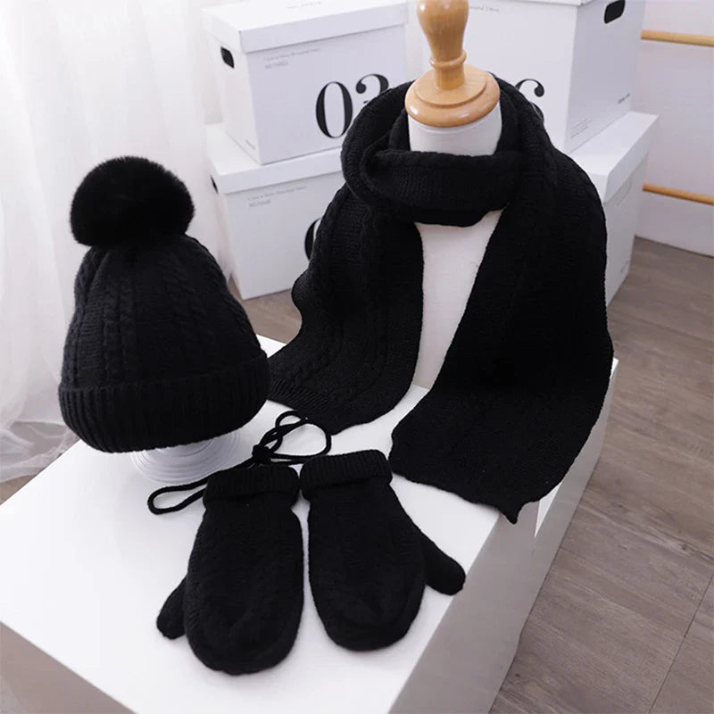 3PCS Baby Winter Hat Scarf Glove Children Hat Knitted Caps Windproof Kids Ear Protection Hat for Boys Girls Outdoor Infant Stuff-Dollar Bargains Online Shopping Australia