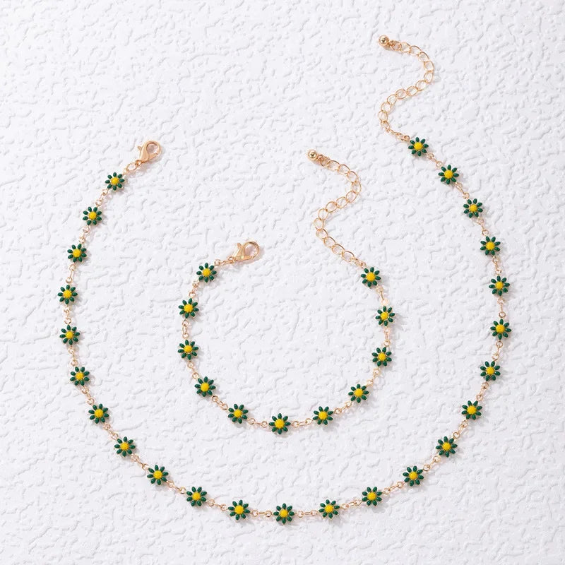 Flower Daisy Clavicle Chain Necklace for Women Girls Korean Style Sweet Short Choker Statement Wedding Bridal Jewelry Neck Chain-Dollar Bargains Online Shopping Australia